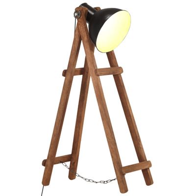 vidaXL Stojanová lampa čierna masívne mangovníkové drevo E27