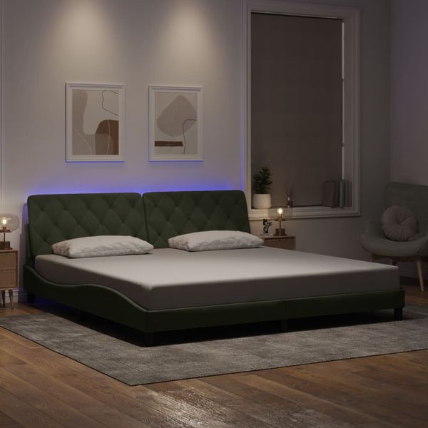 vidaXL Rám postele s LED bez matraca bledosivý 200x200 cm zamat