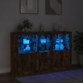 vidaXL Komoda s LED svetlami dymový dub 162x37x100 cm