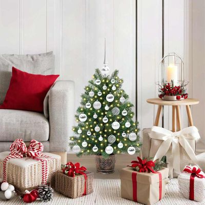 vidaXL Umelý vianočný stromček s 150 LED-i Zelená 75 cm PE a PVC