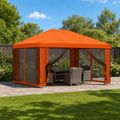 vidaXL Záhradný altánok so bočnými stenami 4 × 3 m Oranžová