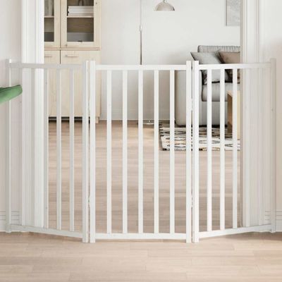 vidaXL Brána pre psa skladacia 3 panely 150 cm masívne jedľové drevo