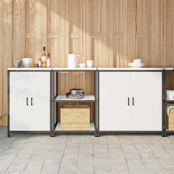 vidaXL Kuchynský úložný set HATTEM 3 pcs Biela Studený valcovaný oceľ