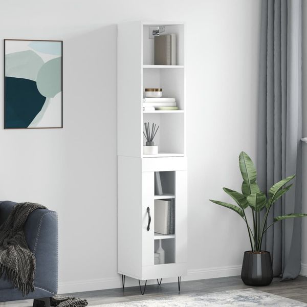 vidaXL Vysoká skrinka biela 34,5x34x180 cm spracované drevo