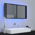 vidaXL LED kúpeľňová zrkadlová skrinka lesklá čierna 90x12x45 cm akryl
