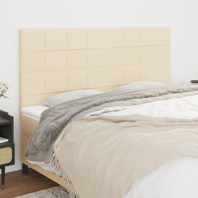 vidaXL Čelo postele krémové 160x5x118/128 cm látkové