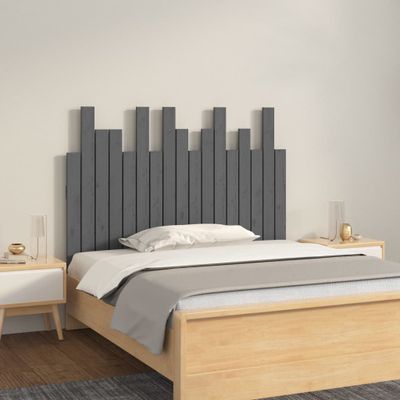 vidaXL Nástenné čelo postele sivé 108x3x80 cm masívna borovica