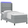 vidaXL LED box s pružinami Svetlosivá 100 x 200 cm látka