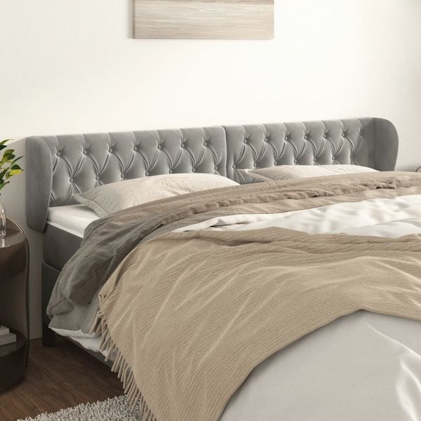 vidaXL Čelo postele so záhybmi bledosivé 183x23x78/88 cm zamat