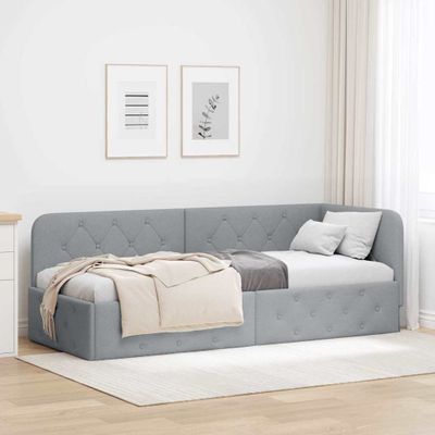 vidaXL Rohový rám postele Svetlosivá 80 x 200 cm látka