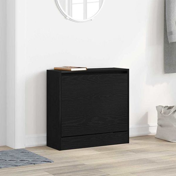 vidaXL Skriňa na topánky Čierny dub 60 x 21 x 57 cm Kompozitné drevo