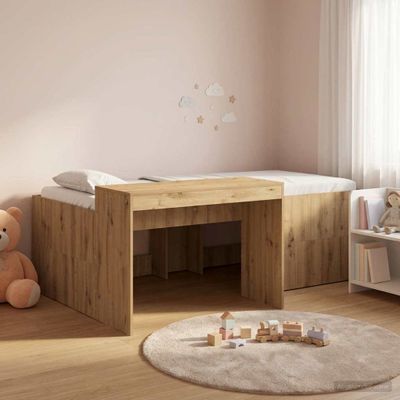 vidaXL Detská vysoká posteľ s pultom Dub artisan 75 x 190 cm