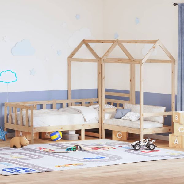 vidaXL Sada postele a lavice so strieškou 90x190 cm masívna borovica