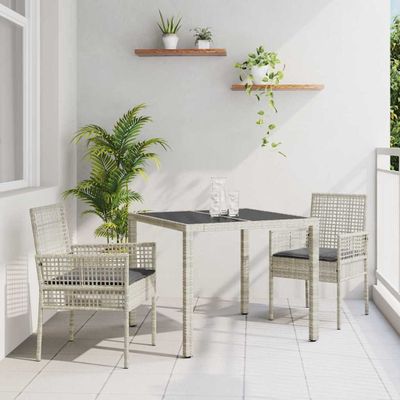 vidaXL Záhradný jedálenský set 3 pcs Svetlosivá polyratan