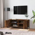 vidaXL TV skrinka s dvierkami dymový dub 102x35x45 cm kompozitné drevo