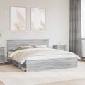 vidaXL Rám postele Sivý Sonoma 200 x 200 cm Kompozitné drevo
