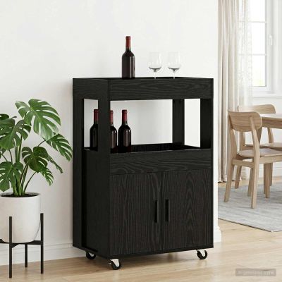 vidaXL Barový vozík Čierny dub 60 x 39.5 x 89 cm Kompozitné drevo