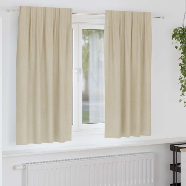 vidaXL Zatemňovacie závesy 2 pcs Krémová 140 x 175 cm Zamat