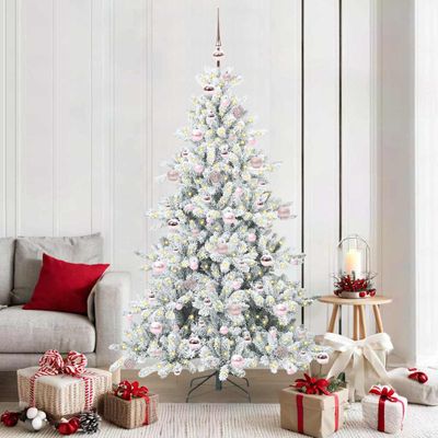 vidaXL Umelý Sklápací Vianočný Stromček Biela 180 cm PVC a oceľ
