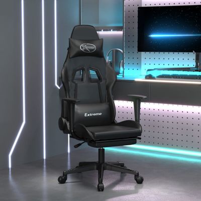 vidaXL Herná stolička s opierkou na nohy čierna umelá koža