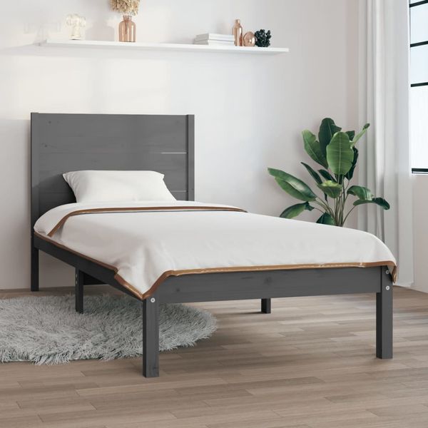 vidaXL Posteľný rám sivý borovicový masív 100x200 cm