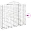 vidaXL Oblúkové gabiónové koše 12 ks 200x30x160/180 pozinkované železo
