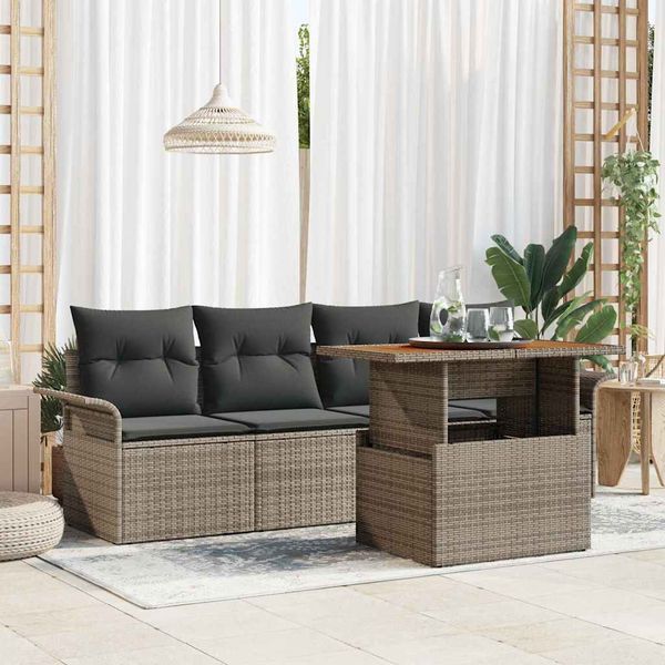 vidaXL Súprava záhradných pohoviek s úložiskom 5 pcs Sivá Poly ratan