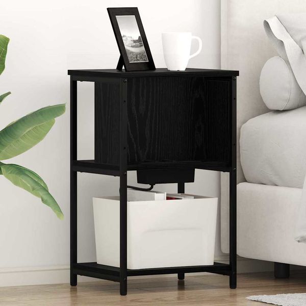 vidaXL Nočný stolík Čierny dub 38 x 31 x 61 cm Kompozitné drevo