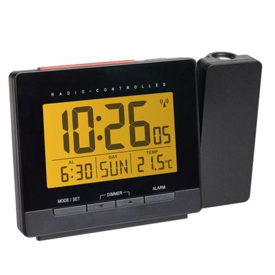 60.5016.01 TFA rádiom riadený digitálny budík s projekciou, podsvietením a teplotou, čierna