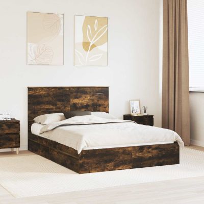 vidaXL Úložná posteľ Dymová dub 160 x 200 cm Kompozitné drevo