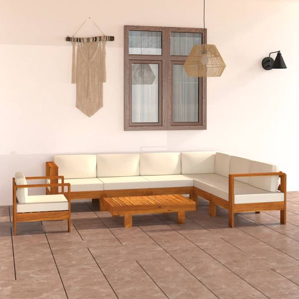 vidaXL 8-dielna záhradná súprava s vankúšmi 100x60 cm akáciové drevo