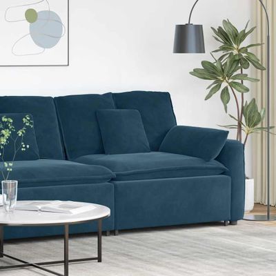 vidaXL Modulová opierka na ruky s vankúšmi modrá 100 cm