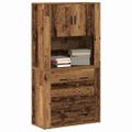vidaXL Highboard Staré drevo 80 x 33 x 150 cm Kompozitné drevo
