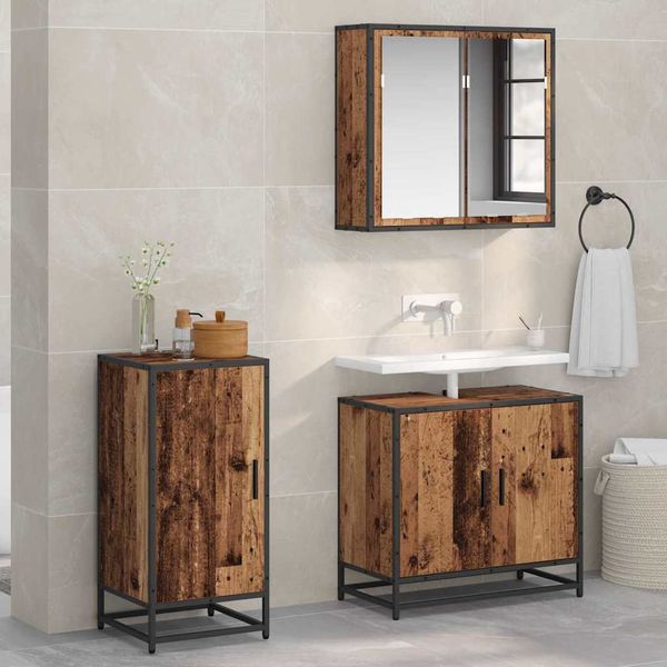 vidaXL Servírovacia skriňa Staré drevo 35,5 x 35 x 76 cm
