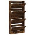 vidaXL Botník so 4 výklopnými zásuvkami dymový dub 80x21x163,5 cm