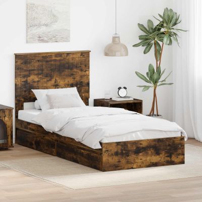 vidaXL Úložná posteľ Dymová dub 90 x 200 cm Kompozitné drevo