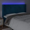 vidaXL Čelo postele s LED tmavomodré 183x16x118/128 cm zamat