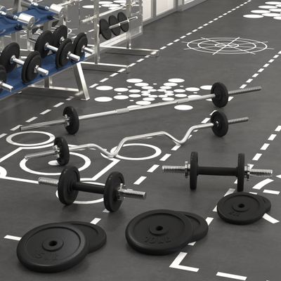 vidaXL Obojručná a jednoručná činka so závažiami 120 kg, liatina