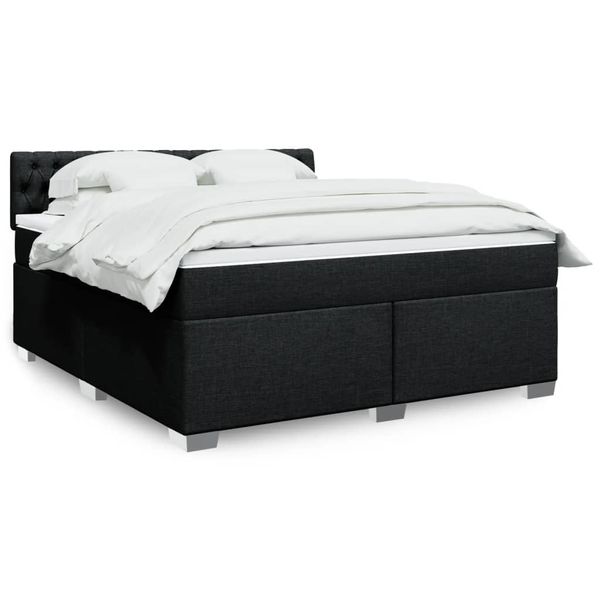 vidaXL Posteľný rám boxspring s matracom čierny 180x200 cm látka
