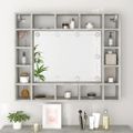 vidaXL Zrkadlová skrinka s LED betónová sivá 91x15x76,5 cm