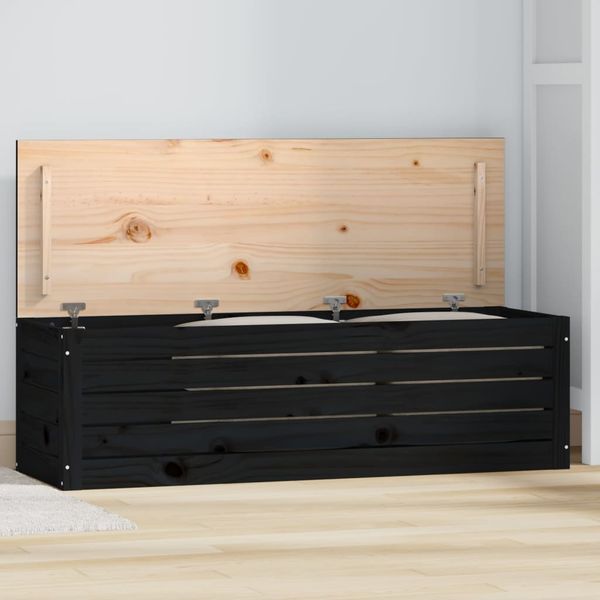 vidaXL Úložný box čierny 109x36,5x33 cm masívna borovica