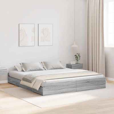 vidaXL Rám postele s úložným prostorem Sivý Sonoma 200 x 200 cm