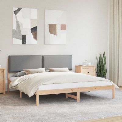 vidaXL Rám postele s čalúneným čelom Svetlosivá 200 x 200 cm