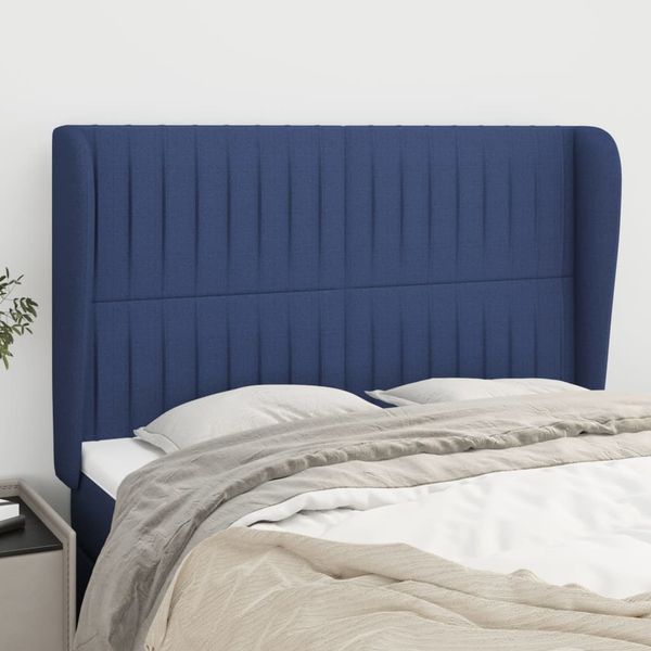 vidaXL Čelo postele so záhybmi modrý 147x23x118/128 cm látka