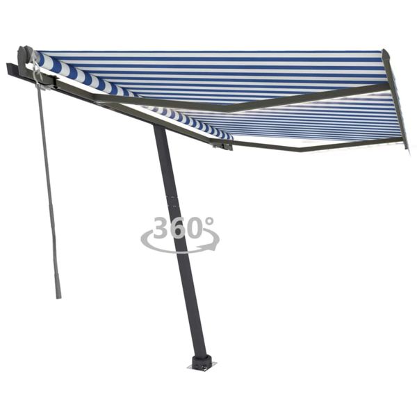 vidaXL Automatická markíza s LED a senzorom vetra 350x250cm modrobiela
