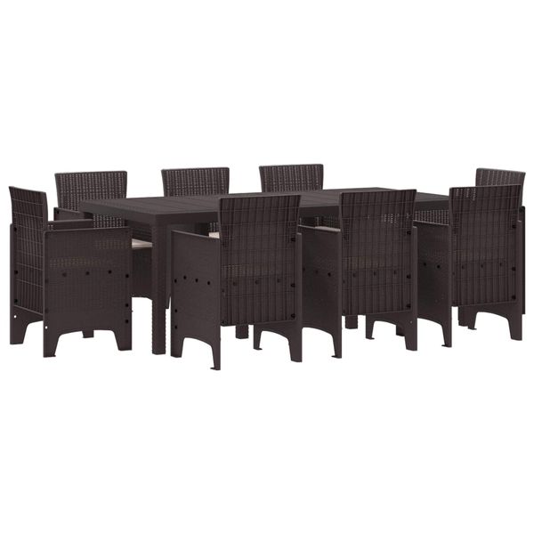 vidaXL Záhradný jedálenský set 9 pcs Hnedá Polypropylén