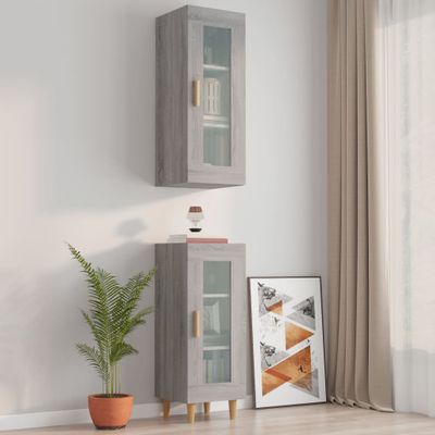 vidaXL Závesná nástenná skrinka sivý dub sonoma 34,5x34x90 cm