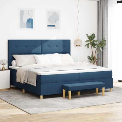 vidaXL Posteľ s pružinovým rámom Modrá 200 x 200 cm látka