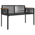 vidaXL Vonkajšia lavička 2 -Seater 117 x 54 x 74.5 cm polyratan Čierna