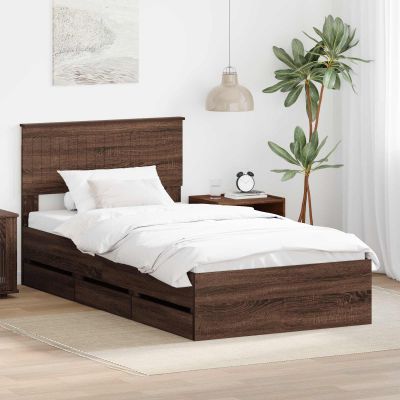 vidaXL Rám postele Hnedý dub 100 x 200 cm Inžinierske drevo